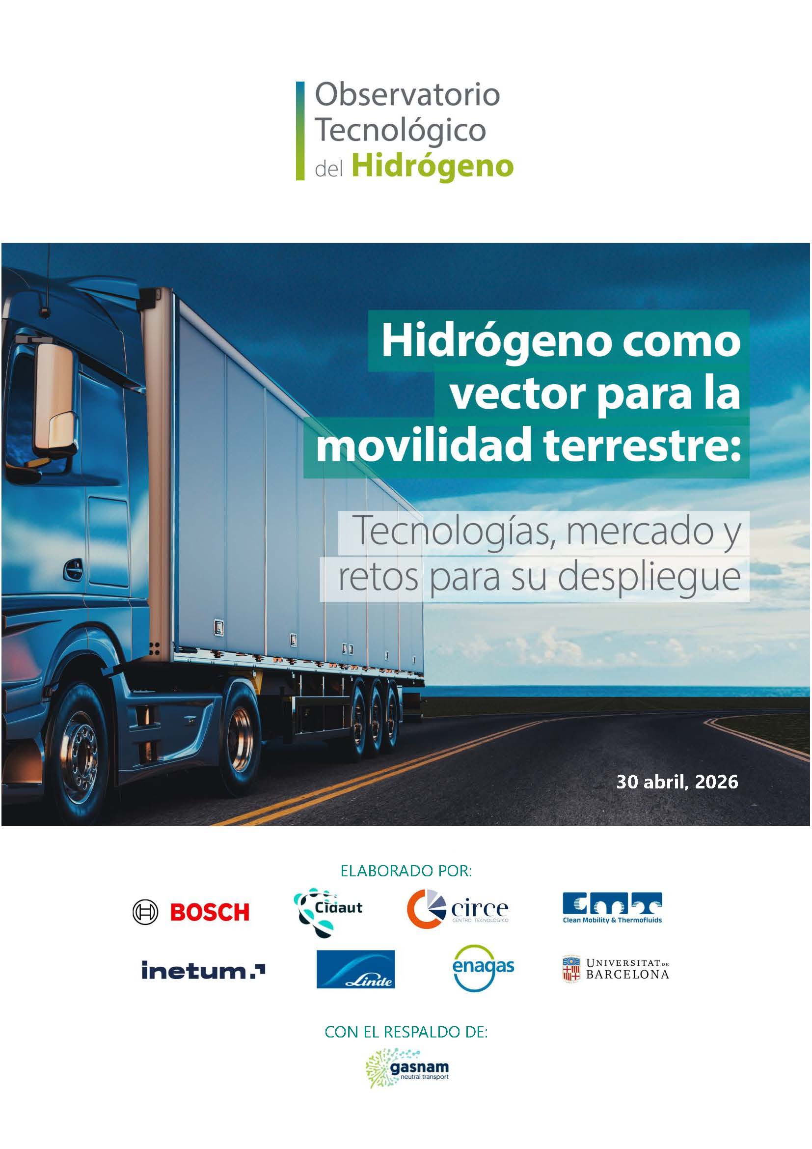 Informe del Observatorio Tecnol�gico del Hidr�geno �Hidr�geno como vector para la movilidad terrestre: Tecnolog�as mercado y retos para su despliegue�
